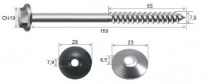 Parafuso Telha + Arruelas 5/16 x 150 Galvanizado Fogo - 10 peas